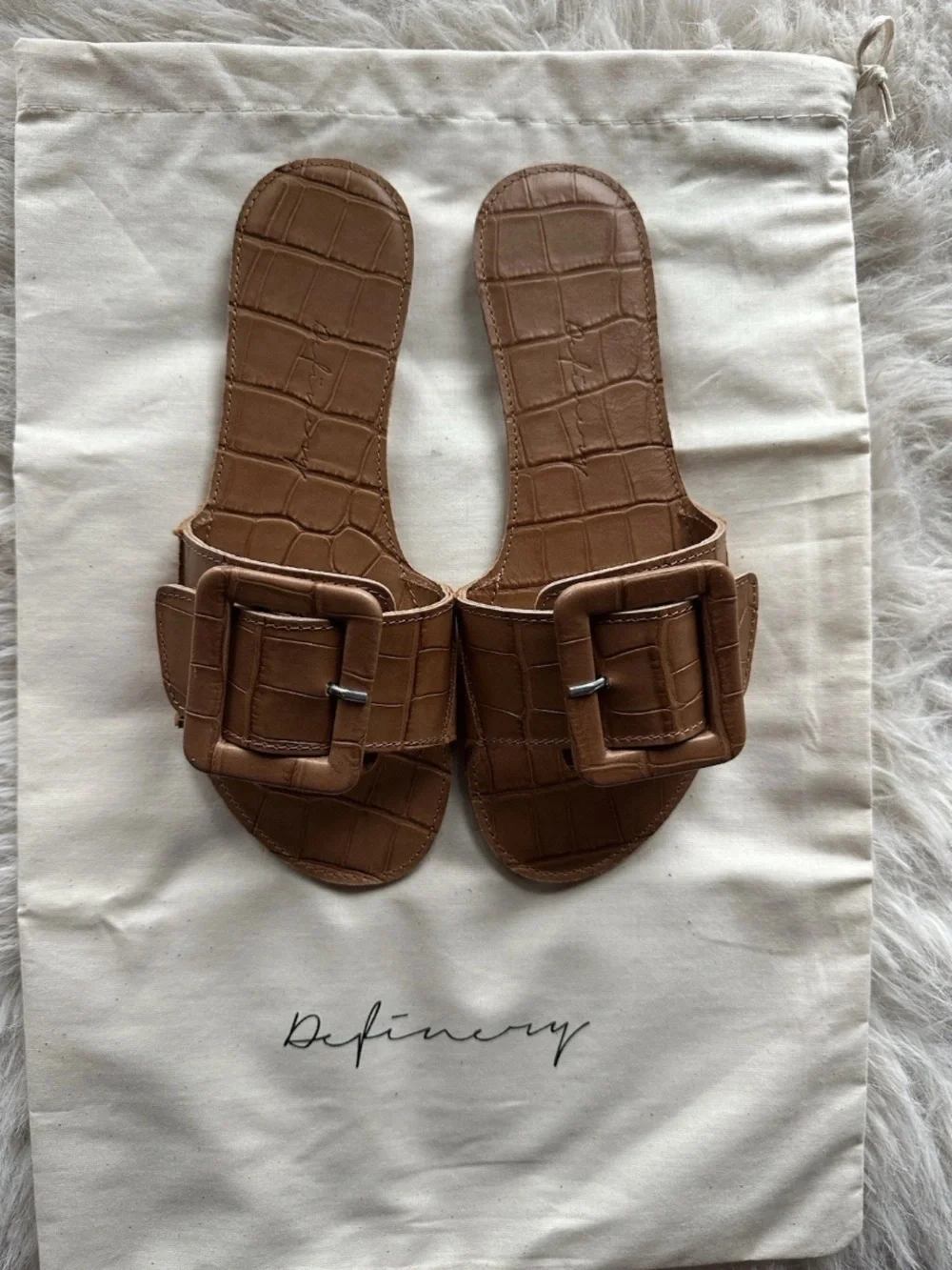Made in Italy loop open leather Suede Sandal - Camel Brown 35 - Picture 4 of 13